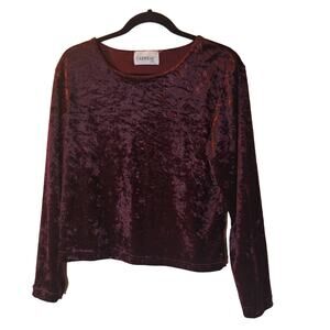 Carreau Burgundy Stretch Velvet Long Sleeve Top Sz S